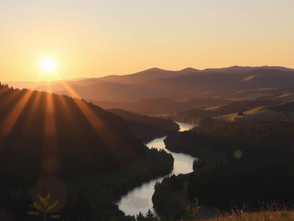 A serene natural landscape with a sunrise, symbolizing new beginnings and natural origins of Tech Solutions Inc.