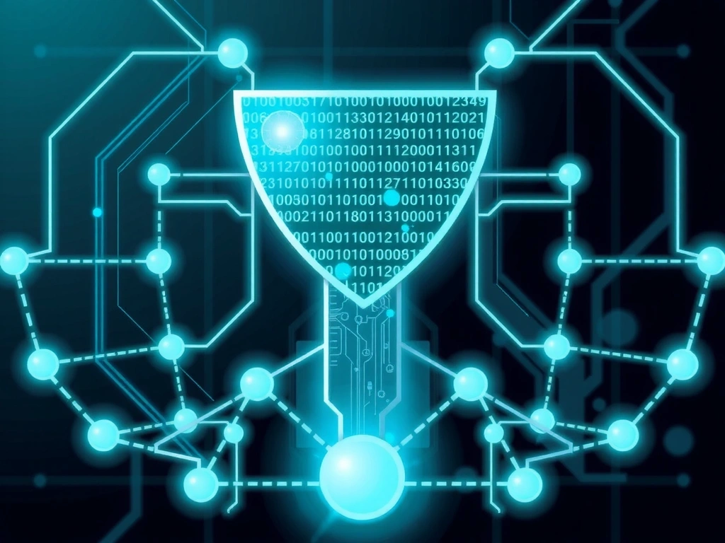 Cyber security illustration with protected network and data
